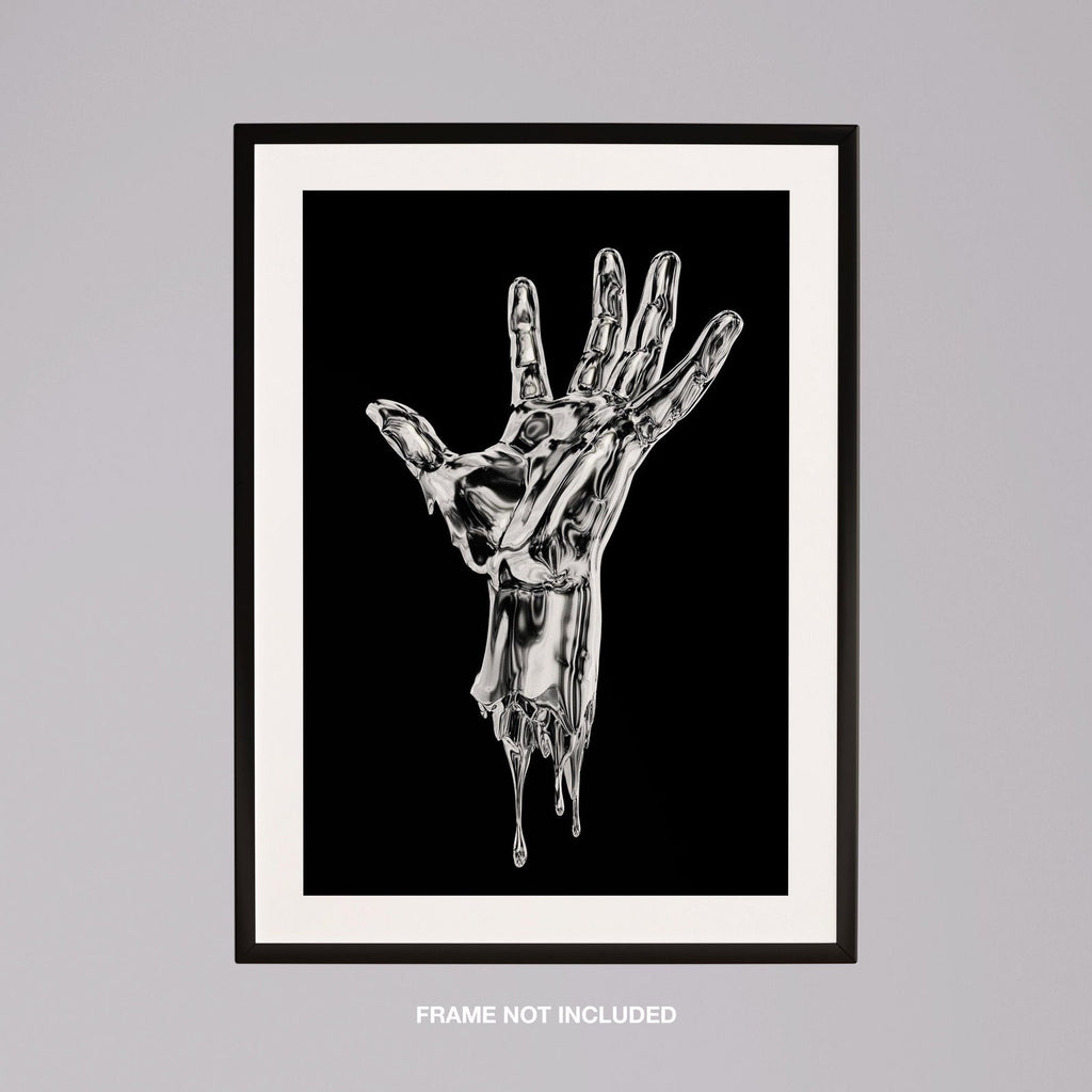 Abstract Silver Chrome Hand - Rolled Poster Wall Art Print | House Prints