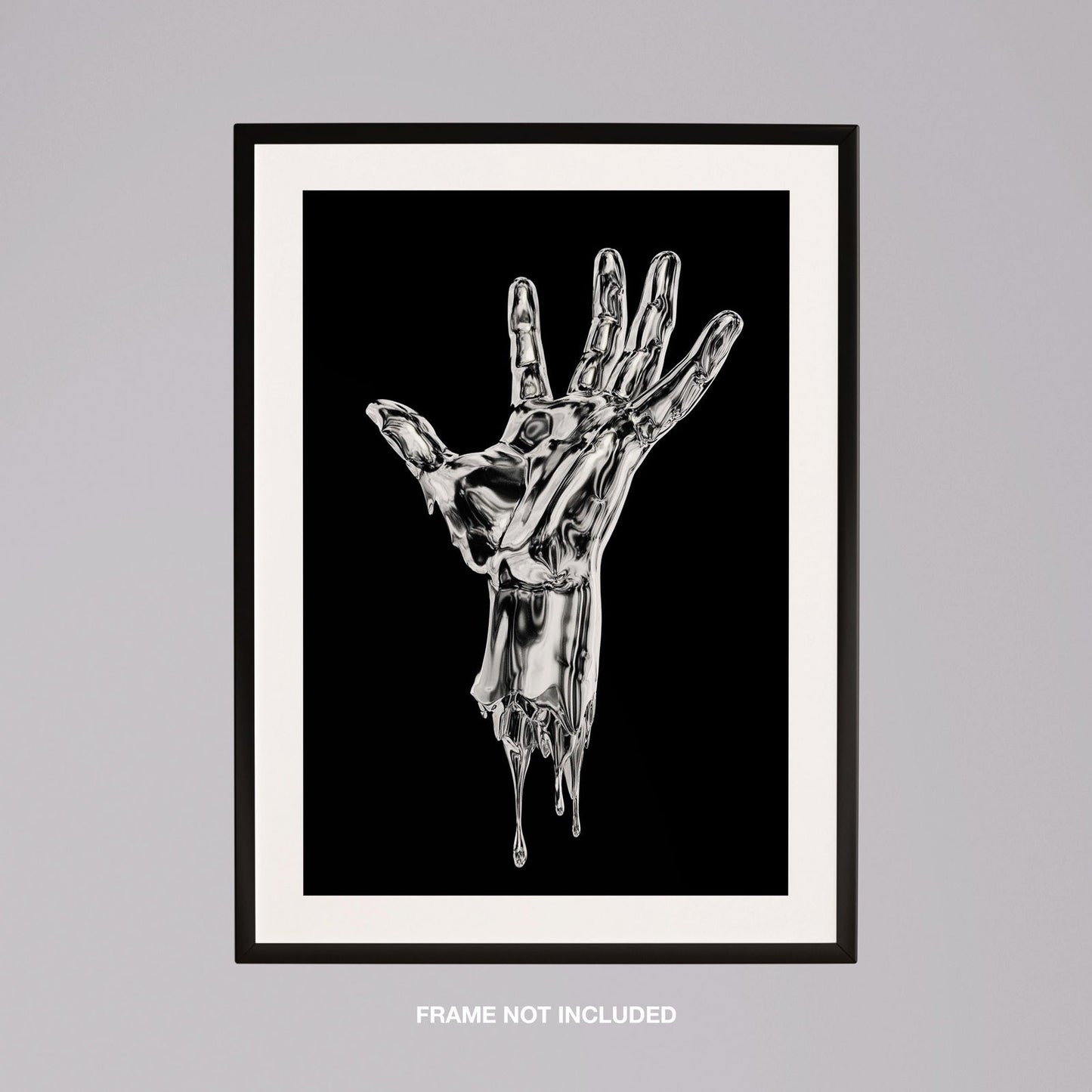Abstract Silver Chrome Hand - Rolled Poster Wall Art Print - House Prints