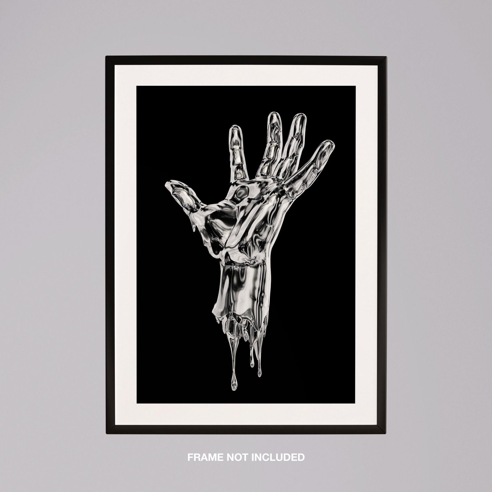 Abstract Silver Chrome Hand - Rolled Poster Wall Art Print - House Prints