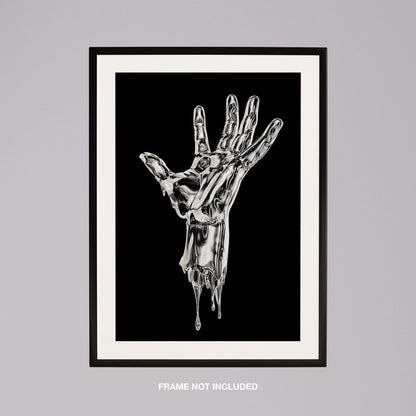 Abstract Silver Chrome Hand - Rolled Poster Wall Art Print - House Prints