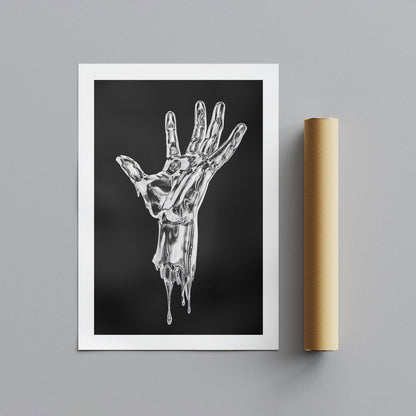 Abstract Silver Chrome Hand - Rolled Poster Wall Art Print - House Prints