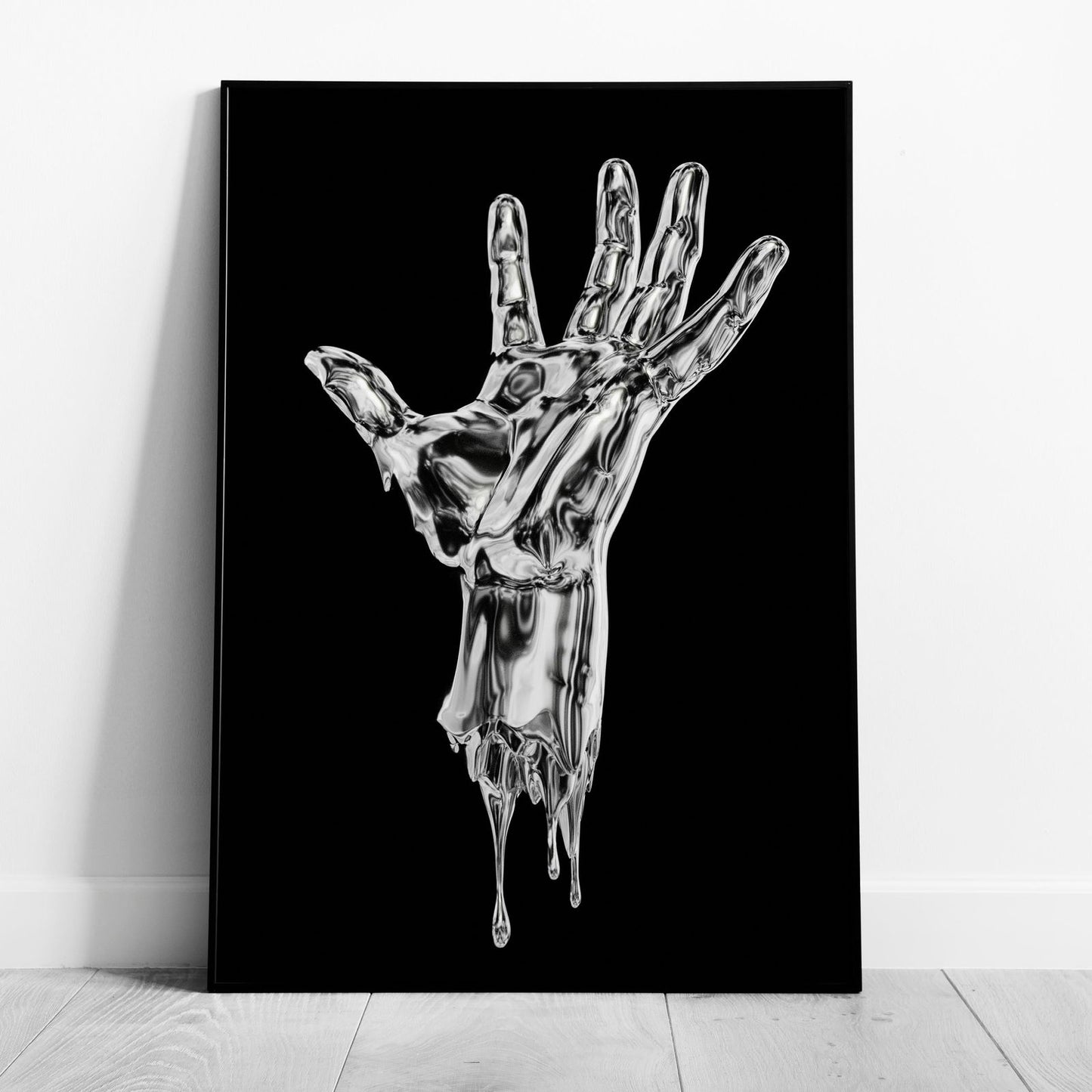 Abstract Silver Chrome Hand - Rolled Poster Wall Art Print - House Prints