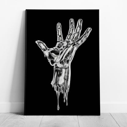 Abstract Silver Chrome Hand - Rolled Poster Wall Art Print - House Prints