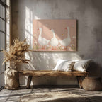 Adorable Geese in a Pink Meadow - Framed Canvas Wall Art Print | House Prints