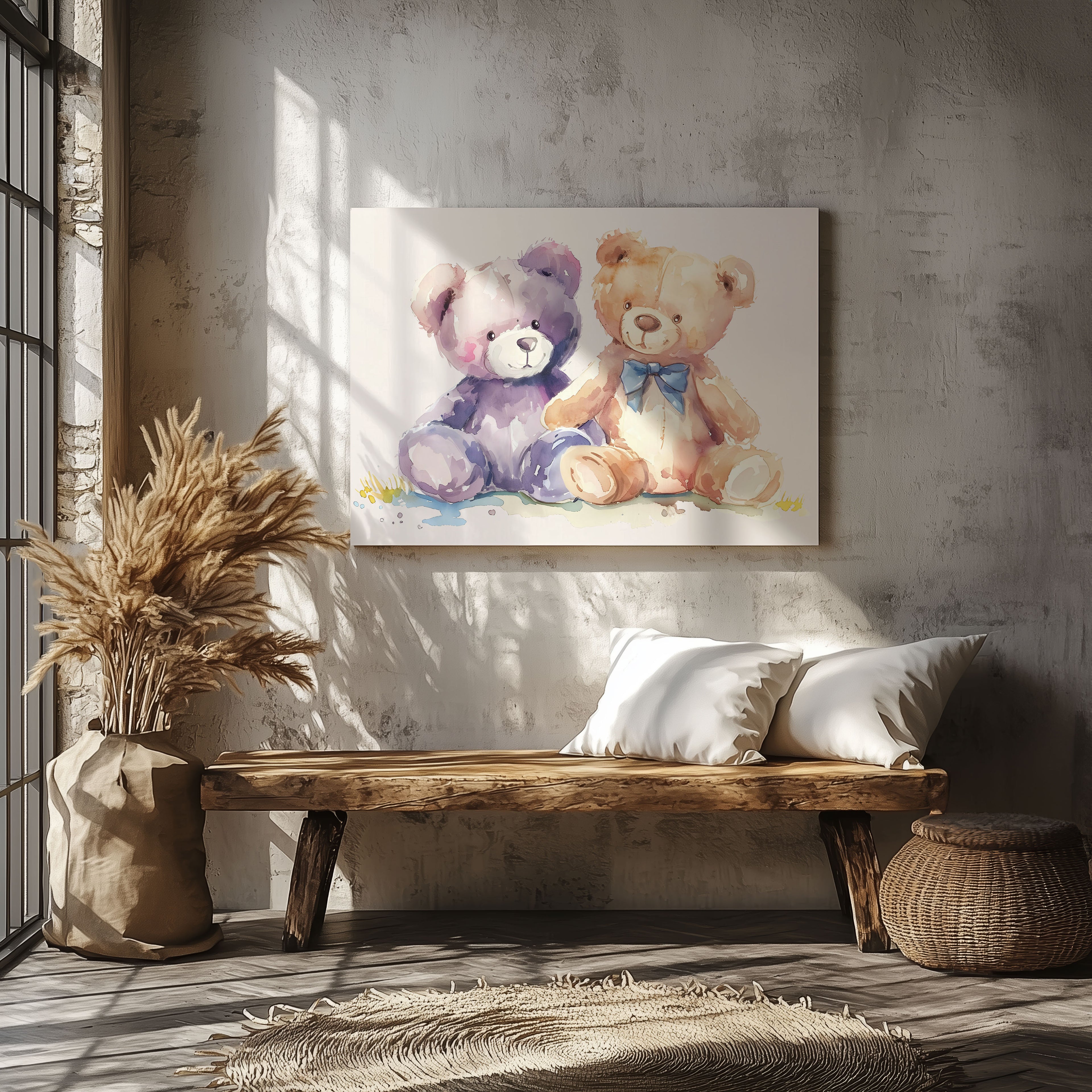 Adorable Nursery Cuddly Teddy Bears - Framed Canvas Wall Art Print | House Prints