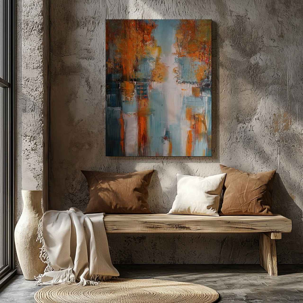 Autumn Abstract Colour Hues - Framed Canvas Wall Art Print - House Prints