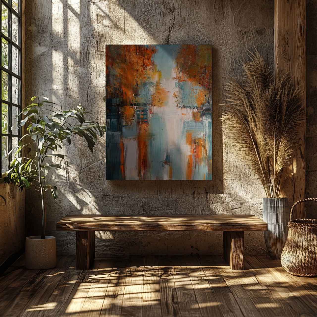 Autumn Abstract Colour Hues - Framed Canvas Wall Art Print - House Prints