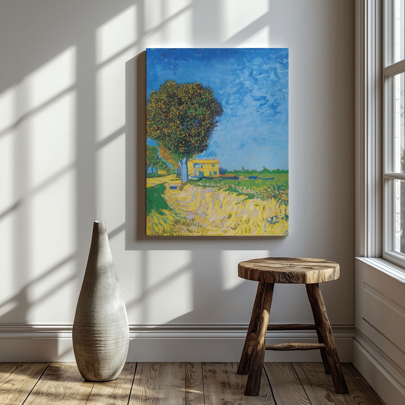 Avenue at Arles with Houses - Vincent van Gogh - Framed Canvas Wall Art Print - House Prints