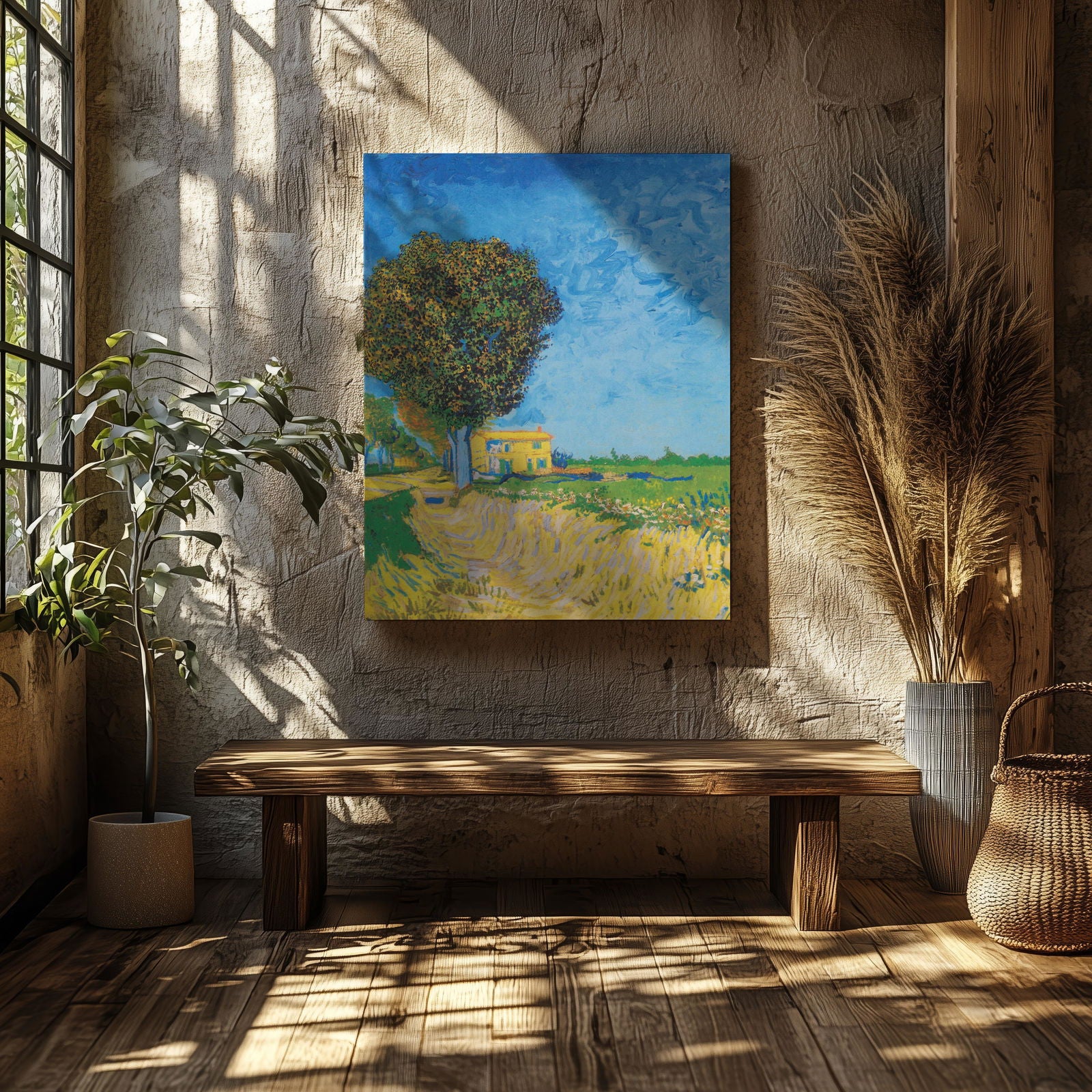 Avenue at Arles with Houses - Vincent van Gogh - Framed Canvas Wall Art Print - House Prints