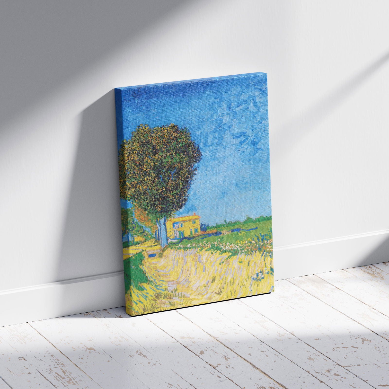 Avenue at Arles with Houses - Vincent van Gogh - Framed Canvas Wall Art Print - House Prints