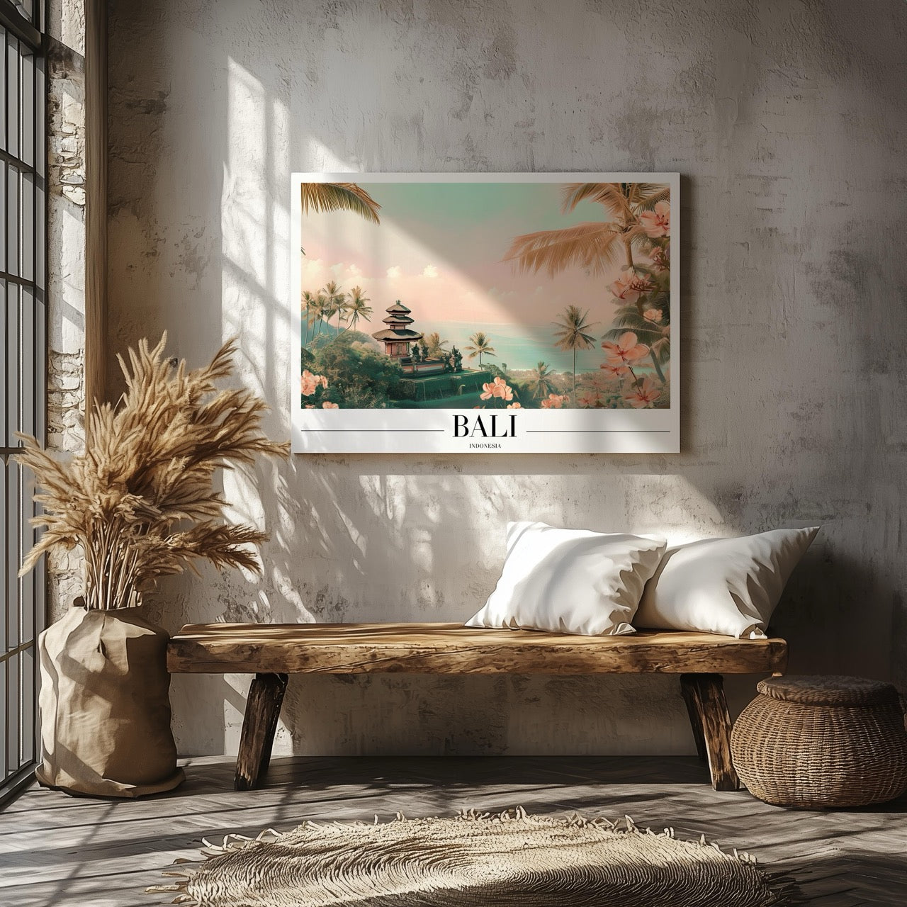 Tropical Bali Beach World Travel - Framed Canvas Wall Art Print - House Prints
