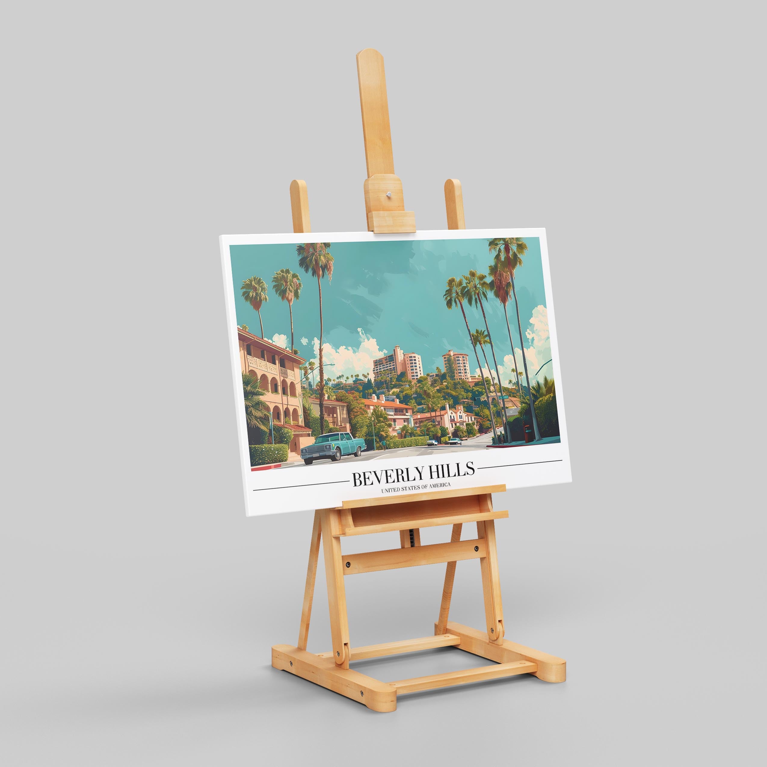 Glamorous Beverly Hills World City Travel - Framed Canvas Wall Art Print | House Prints