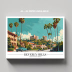 Glamorous Beverly Hills World City Travel - Framed Canvas Wall Art Print | House Prints