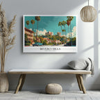 Glamorous Beverly Hills World City Travel - Framed Canvas Wall Art Print | House Prints
