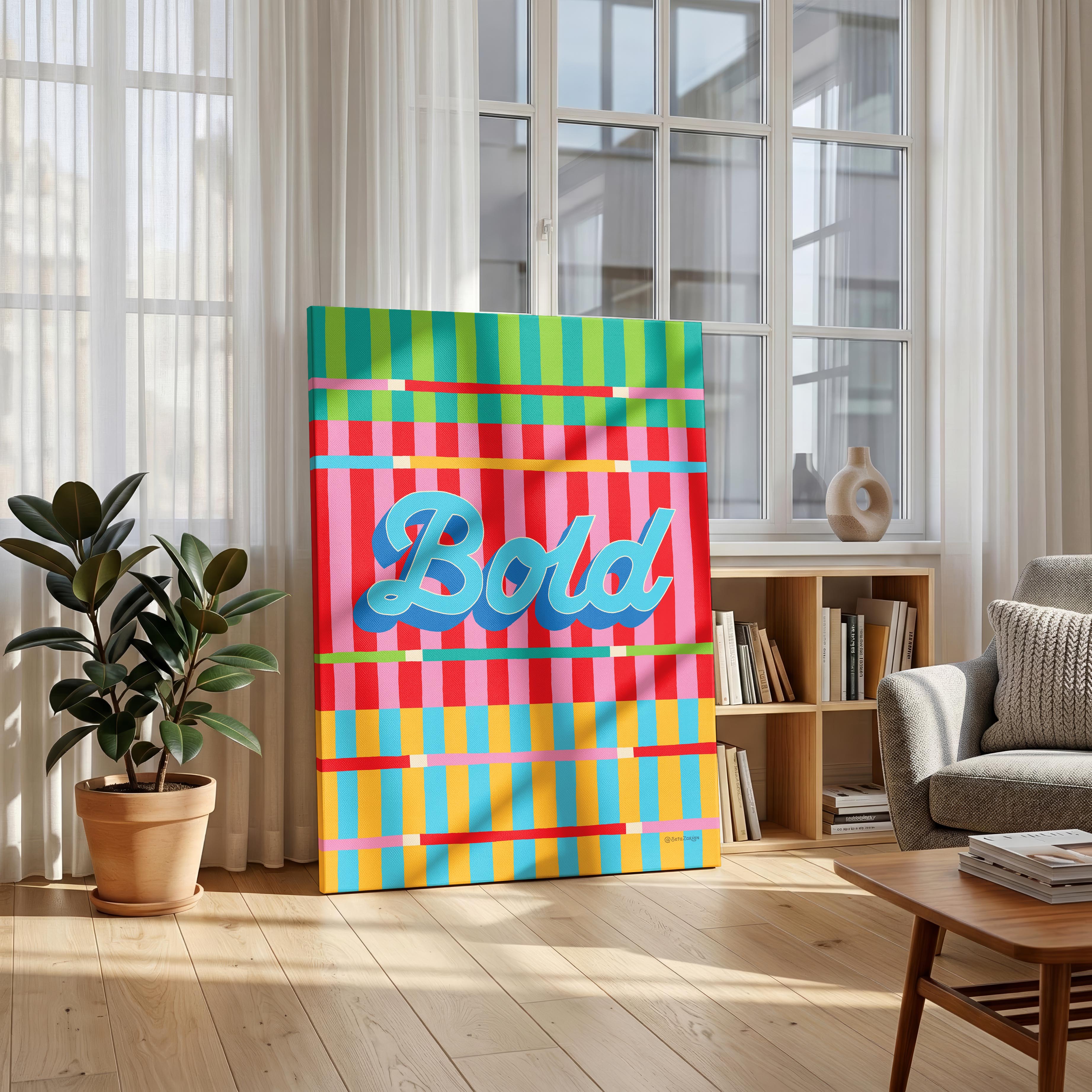 Bold Stripe Hype 1 - Seta Zakian - Framed Canvas Wall Art Print | House Prints