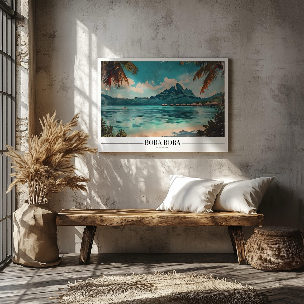 Bora Bora City World Travel - Framed Canvas Wall Art Print | House Prints