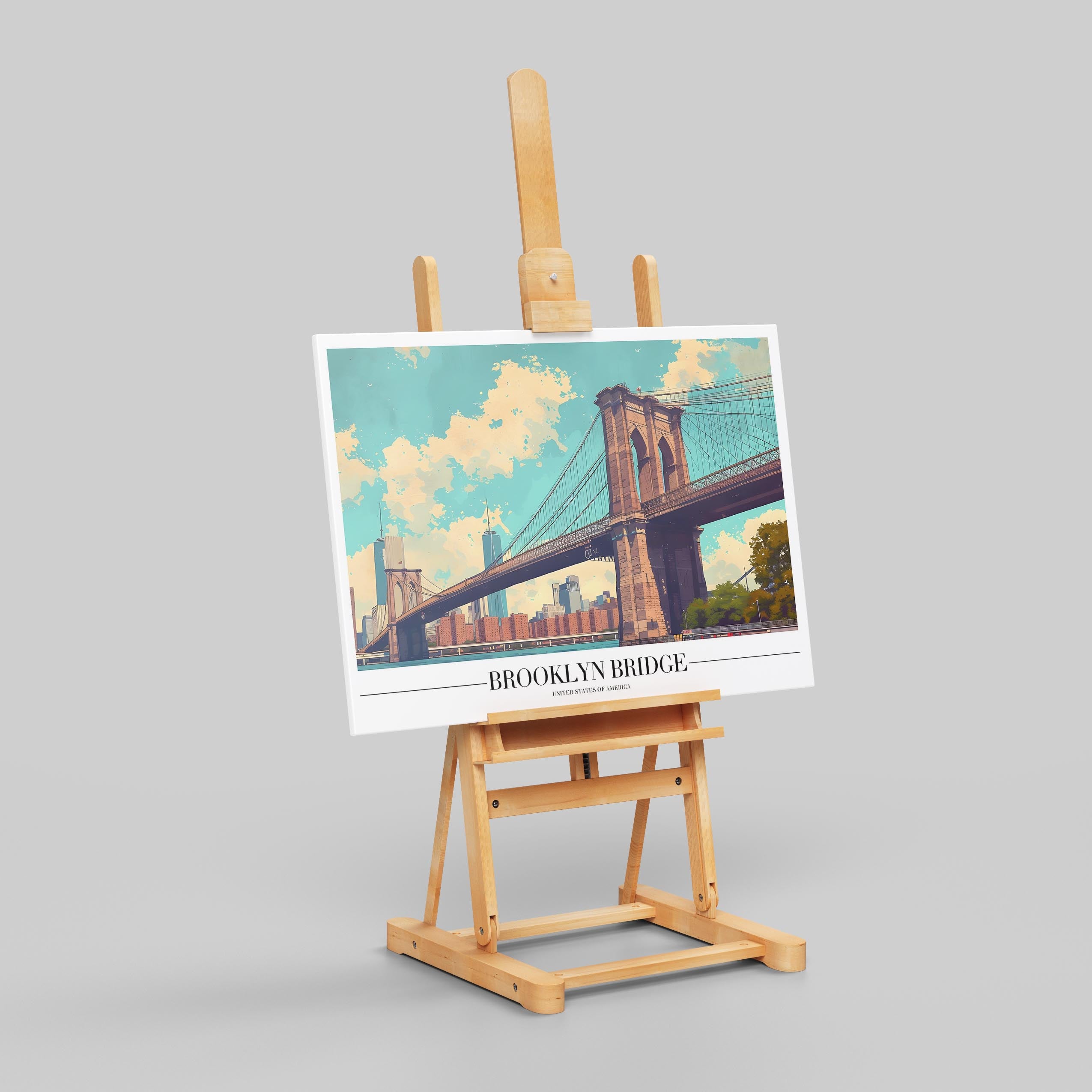 Brooklyn Bridge NYC City America World Travel - Framed Canvas Wall Art Print | House Prints
