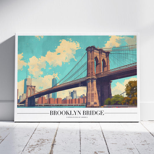Brooklyn Bridge NYC City America World Travel - Framed Canvas Wall Art Print - House Prints