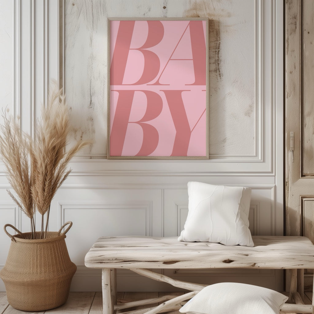 Baby Pink Modern Bold Text - Rolled Poster Wall Art Print