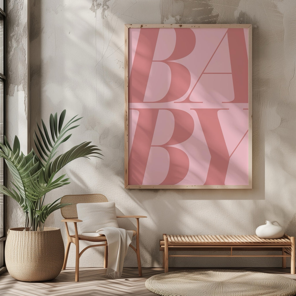 Baby Pink Modern Bold Text - Rolled Poster Wall Art Print