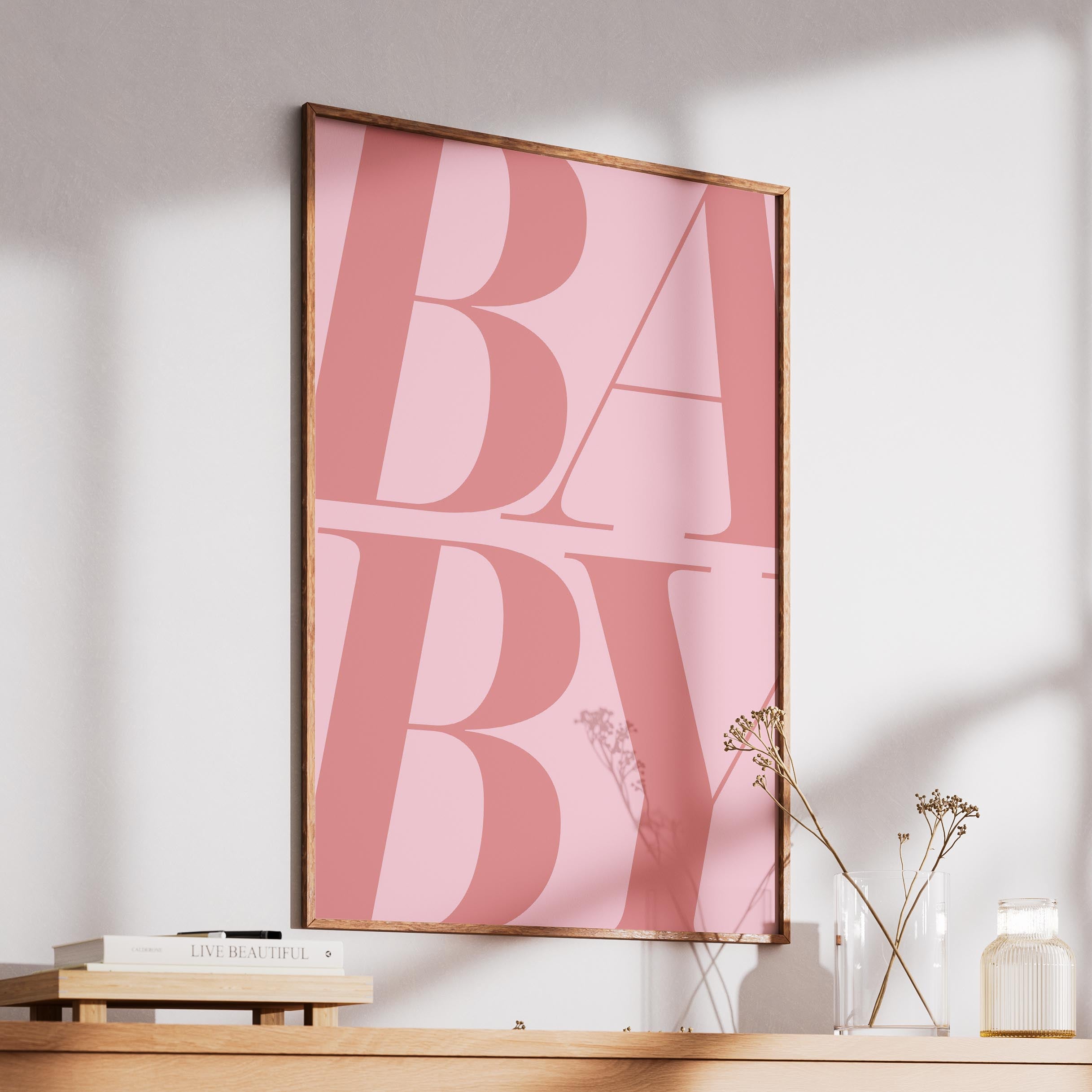 Baby Pink Modern Bold Text - Rolled Poster Wall Art Print