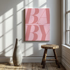 Baby Pink Modern Bold Text - Framed Canvas Wall Art Print | House Prints