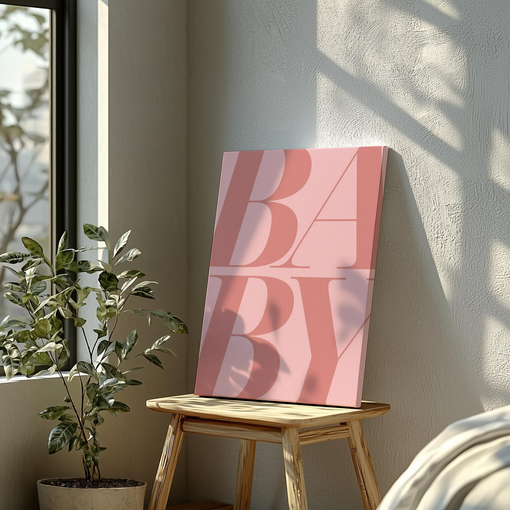 Baby Pink Modern Bold Text - Framed Canvas Wall Art Print | House Prints