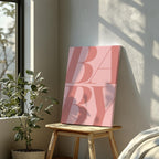 Baby Pink Modern Bold Text - Framed Canvas Wall Art Print | House Prints