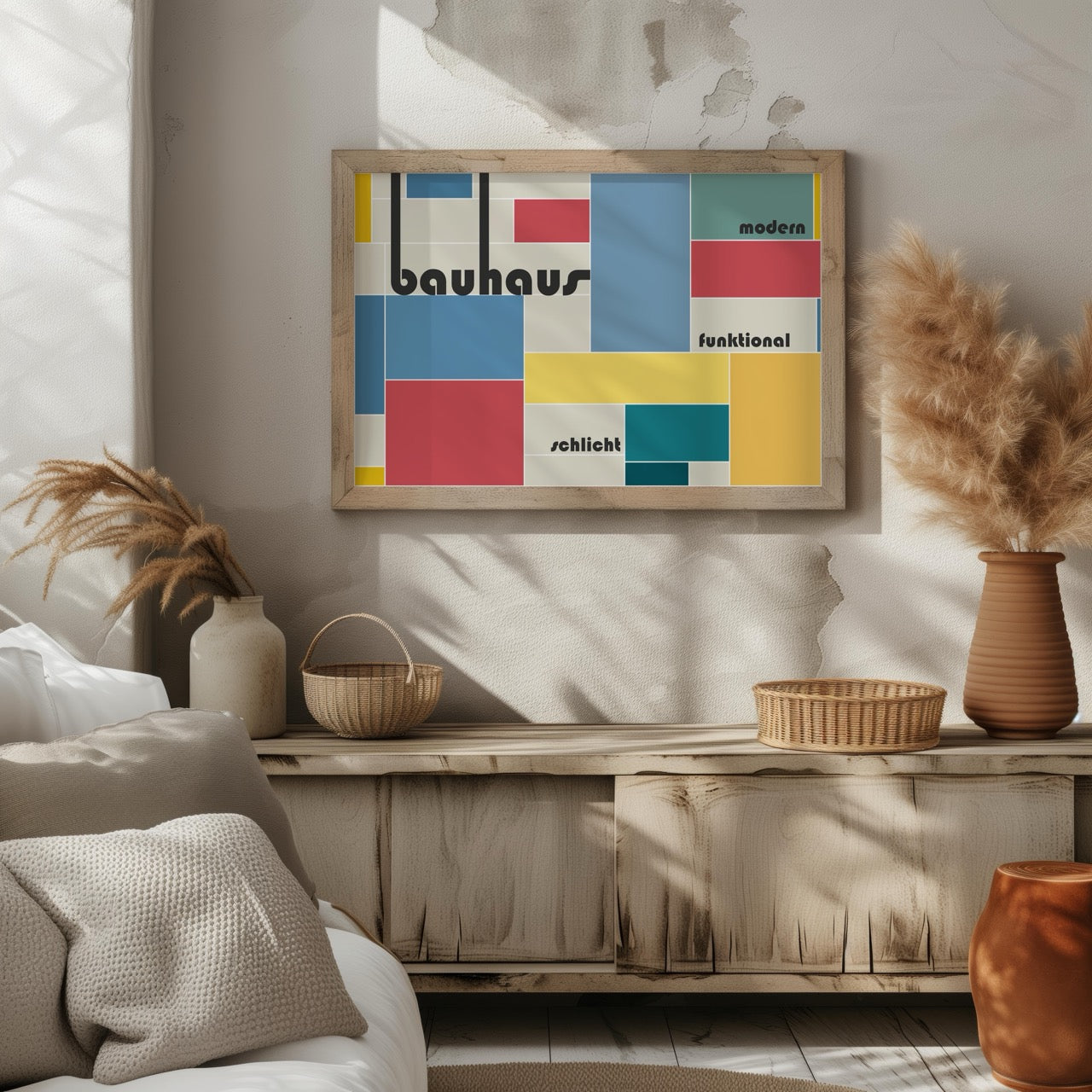 Modern Bauhaus Colourful Geometric Shapes - Rolled Poster Wall Art Print | House Prints