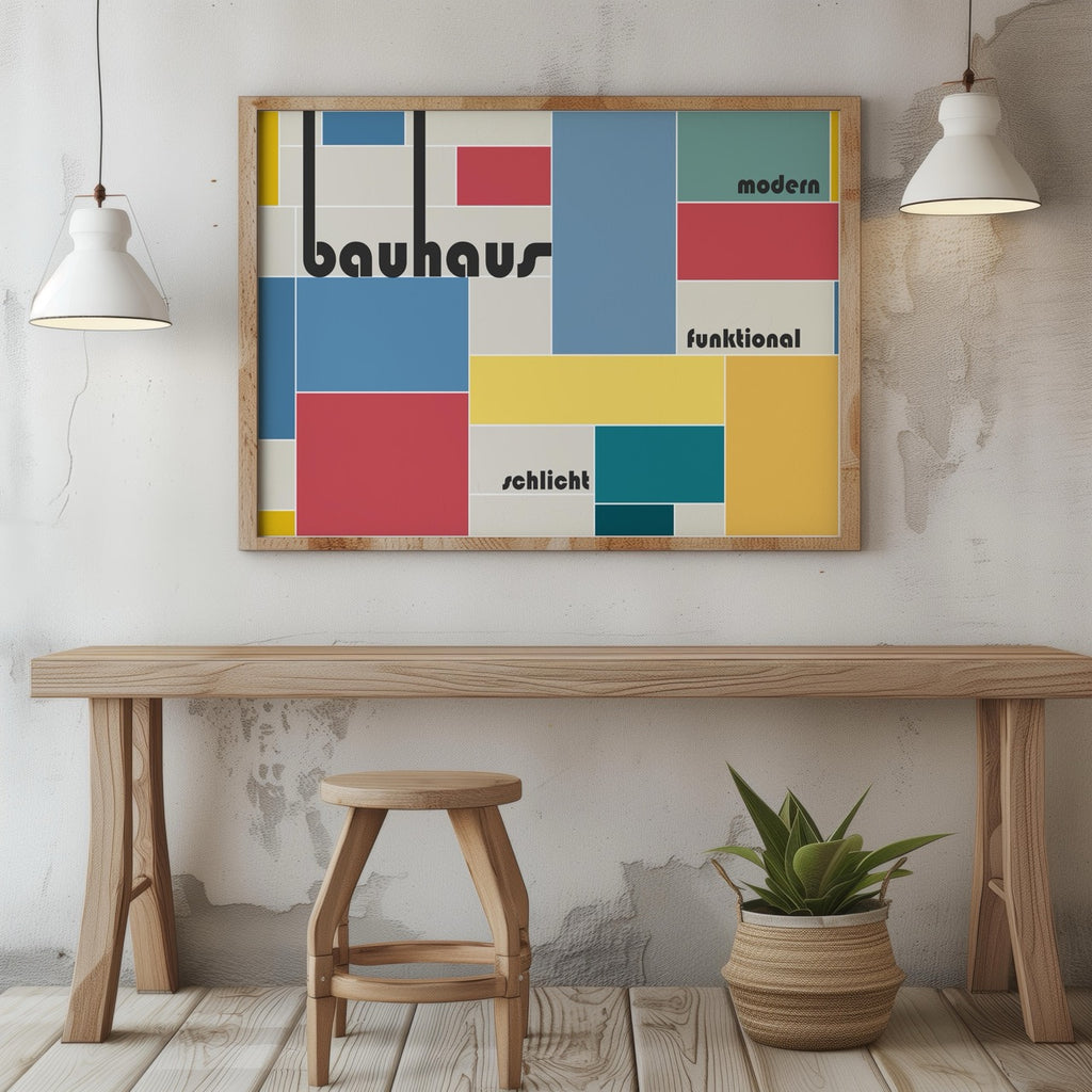 Modern Bauhaus Colourful Geometric Shapes - Rolled Poster Wall Art Print | House Prints