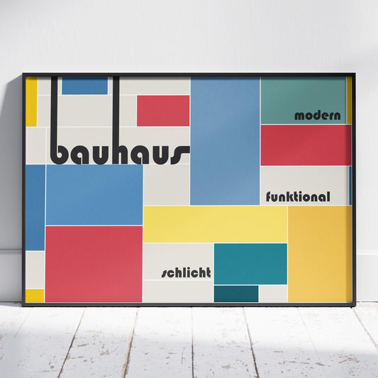 Modern Bauhaus Colourful Geometric Shapes - Rolled Poster Wall Art Print - House Prints