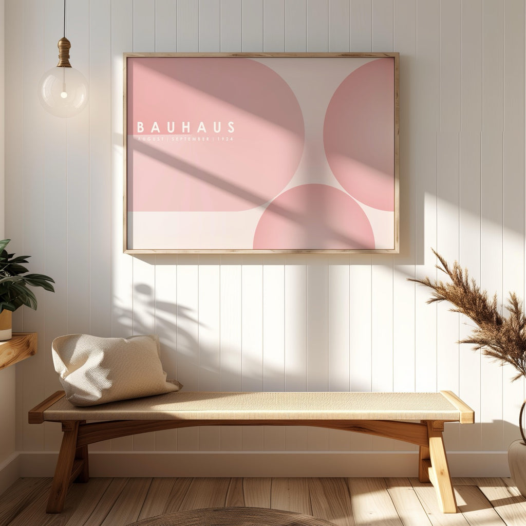 Minimalist Bauhaus 1924 Abstract Pink Circles - Rolled Poster Wall Art Print | House Prints