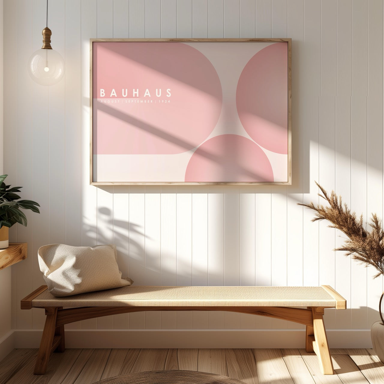Minimalist Bauhaus 1924 Abstract Pink Circles - Rolled Poster Wall Art Print - House Prints