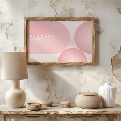 Minimalist Bauhaus 1924 Abstract Pink Circles - Rolled Poster Wall Art Print - House Prints