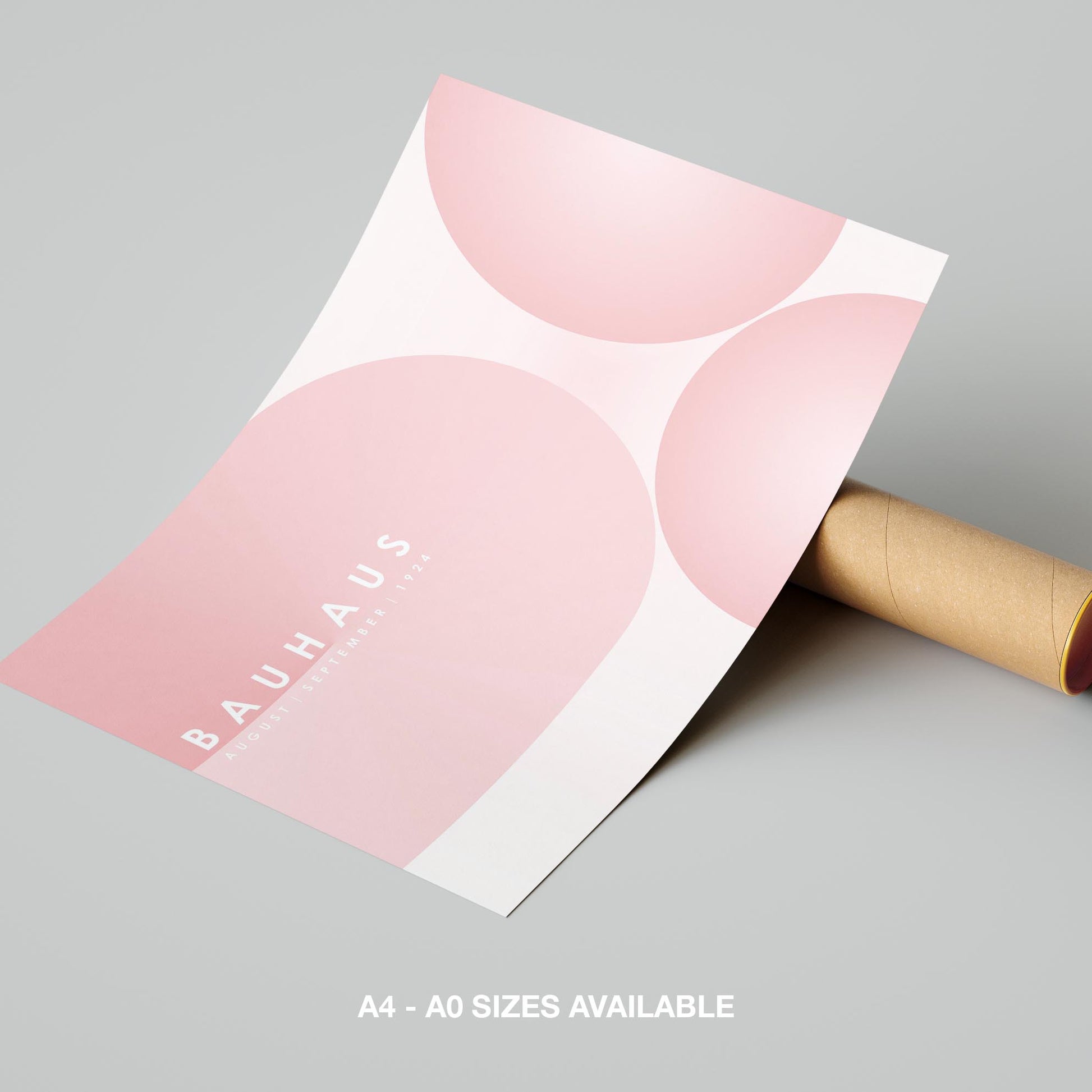Minimalist Bauhaus 1924 Abstract Pink Circles - Rolled Poster Wall Art Print - House Prints