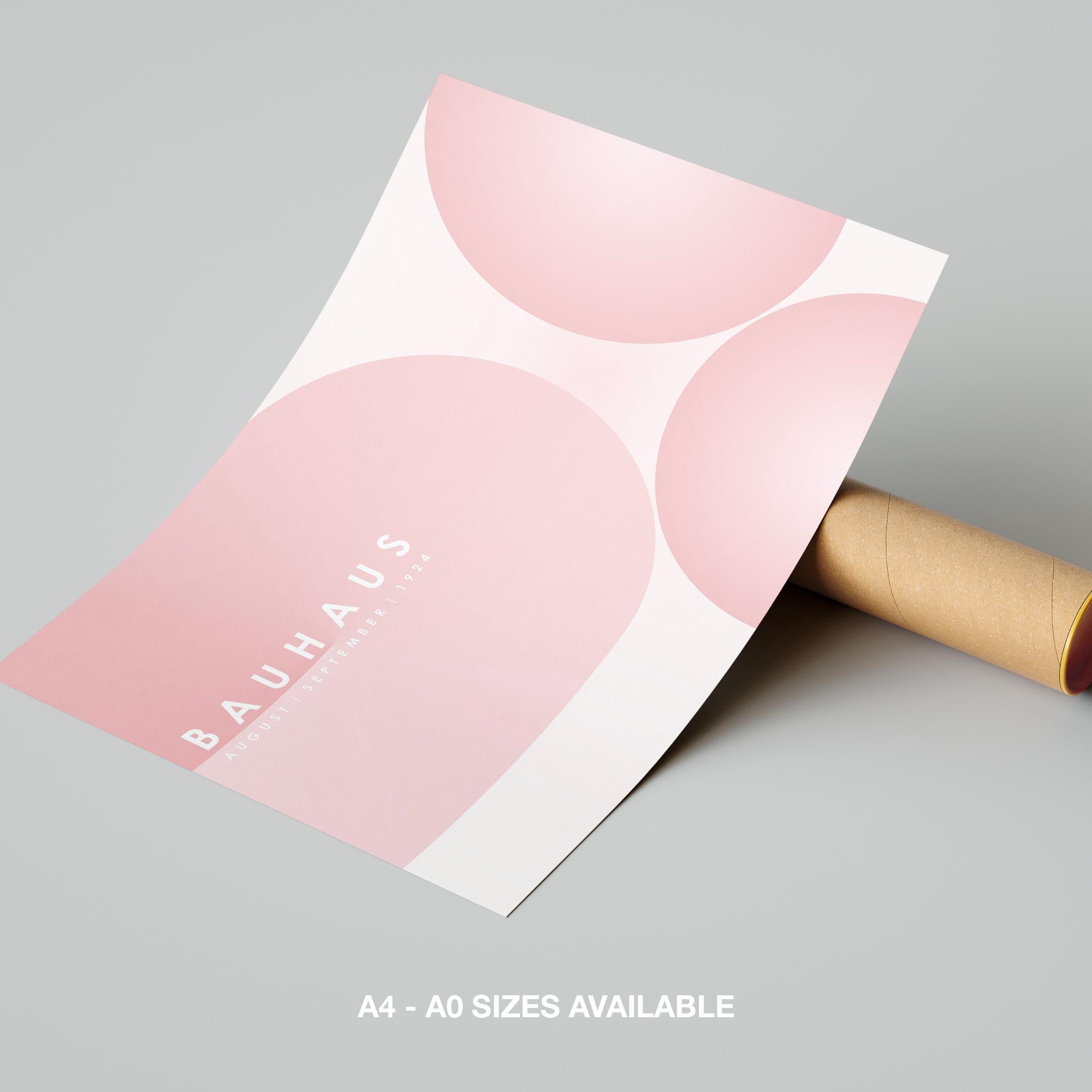 Minimalist Bauhaus 1924 Abstract Pink Circles - Rolled Poster Wall Art Print | House Prints