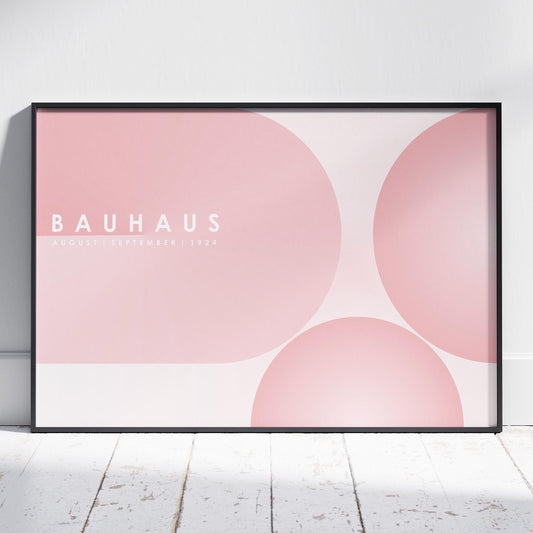 Minimalist Bauhaus 1924 Abstract Pink Circles - Rolled Poster Wall Art Print - House Prints