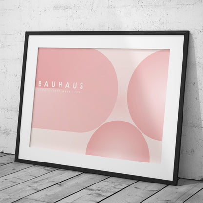 Minimalist Bauhaus 1924 Abstract Pink Circles - Rolled Poster Wall Art Print - House Prints