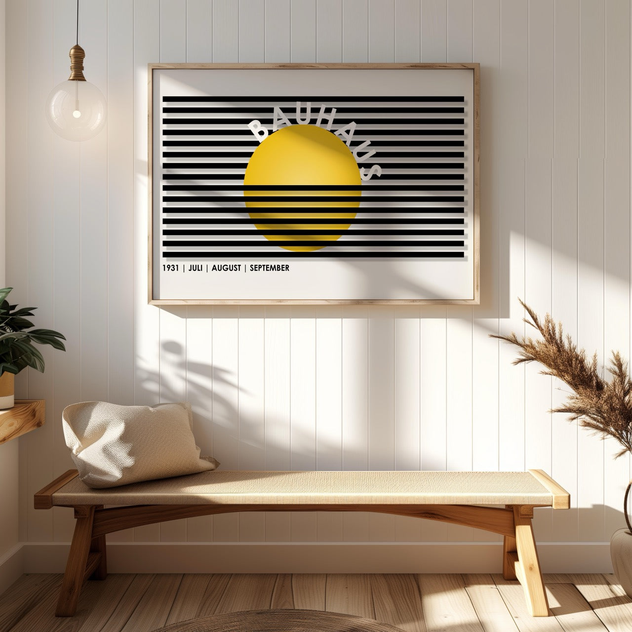 Geometric Bauhaus 1931 Yellow & Black Lines - Rolled Poster Wall Art Print | House Prints