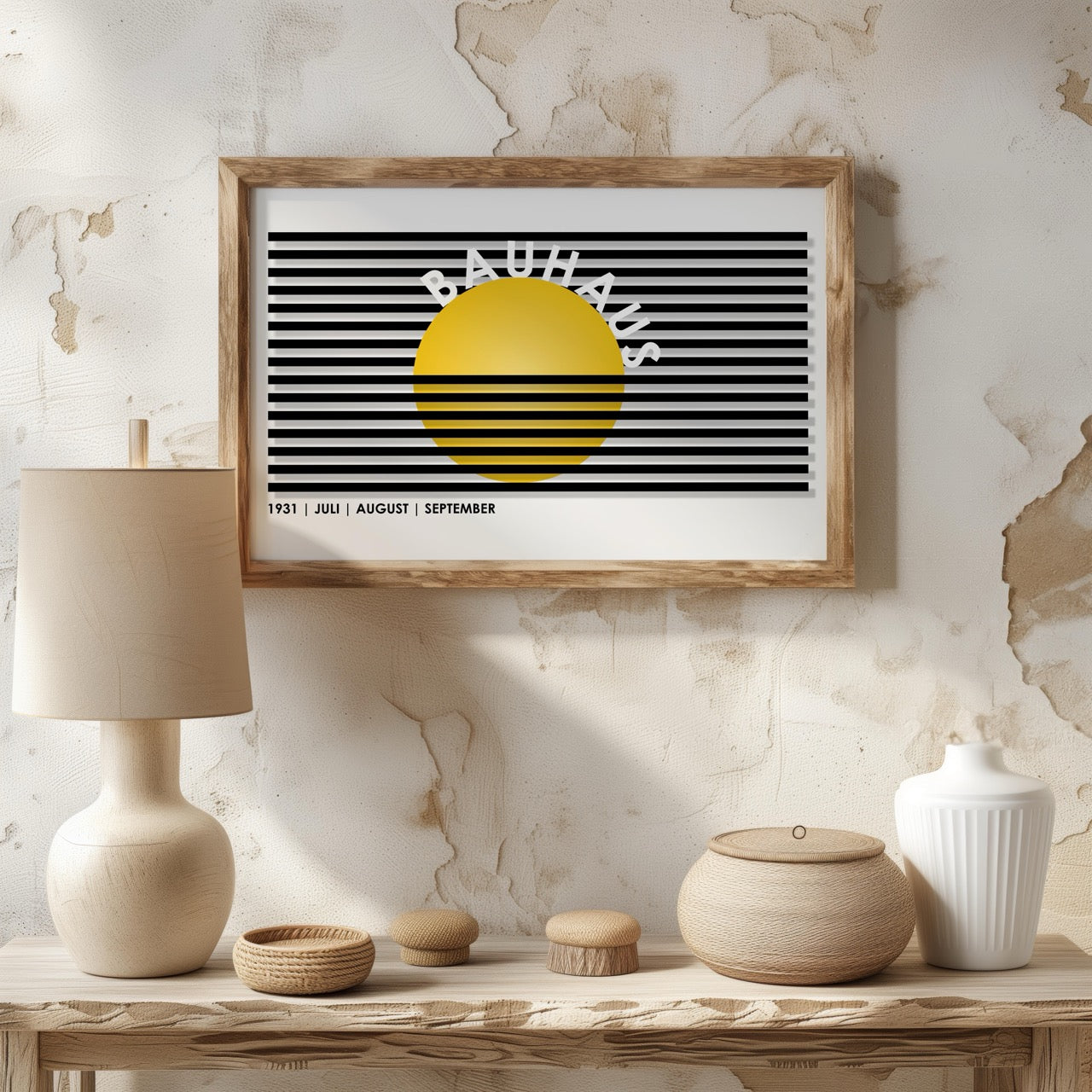 Geometric Bauhaus 1931 Yellow & Black Lines - Rolled Poster Wall Art Print | House Prints