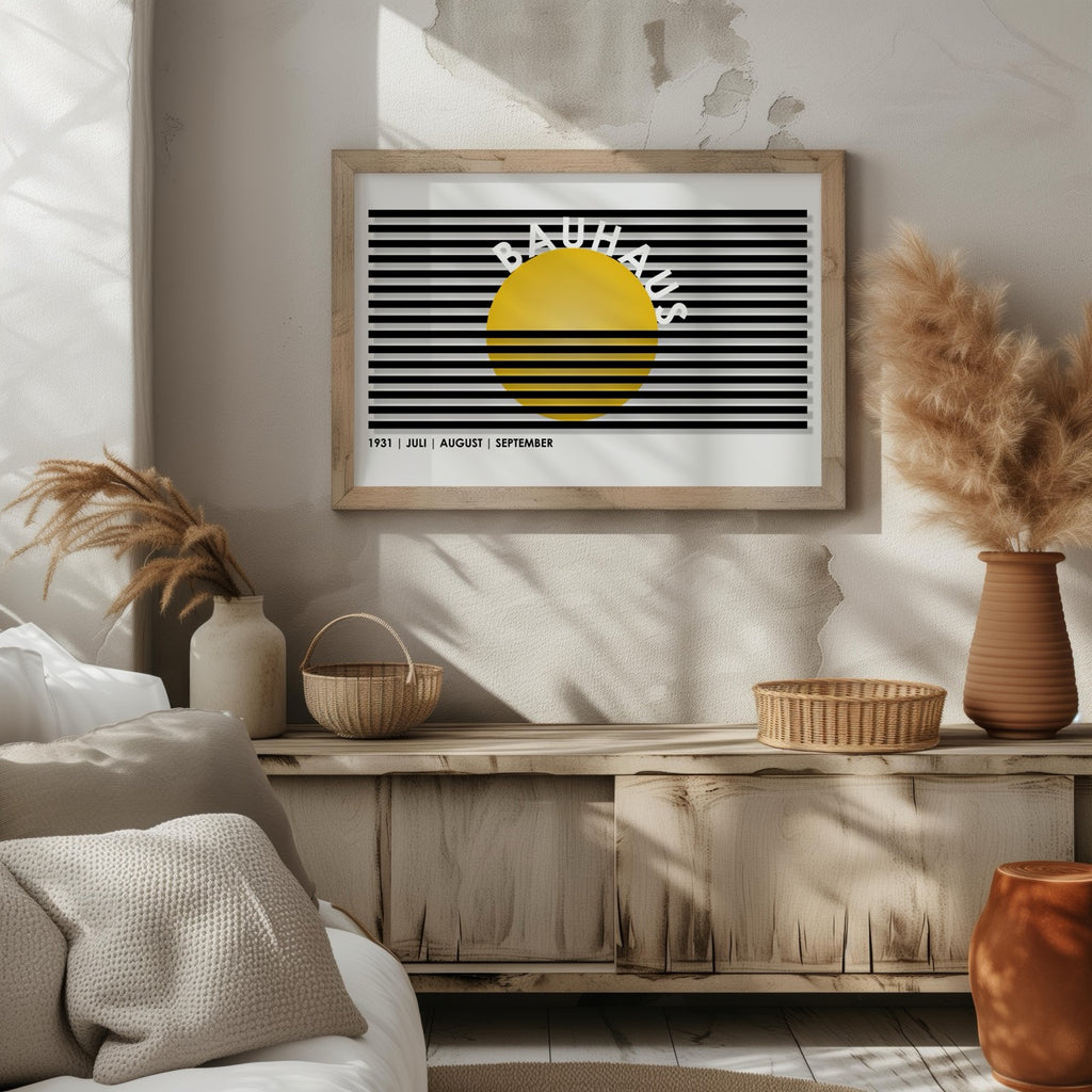Geometric Bauhaus 1931 Yellow & Black Lines - Rolled Poster Wall Art Print | House Prints