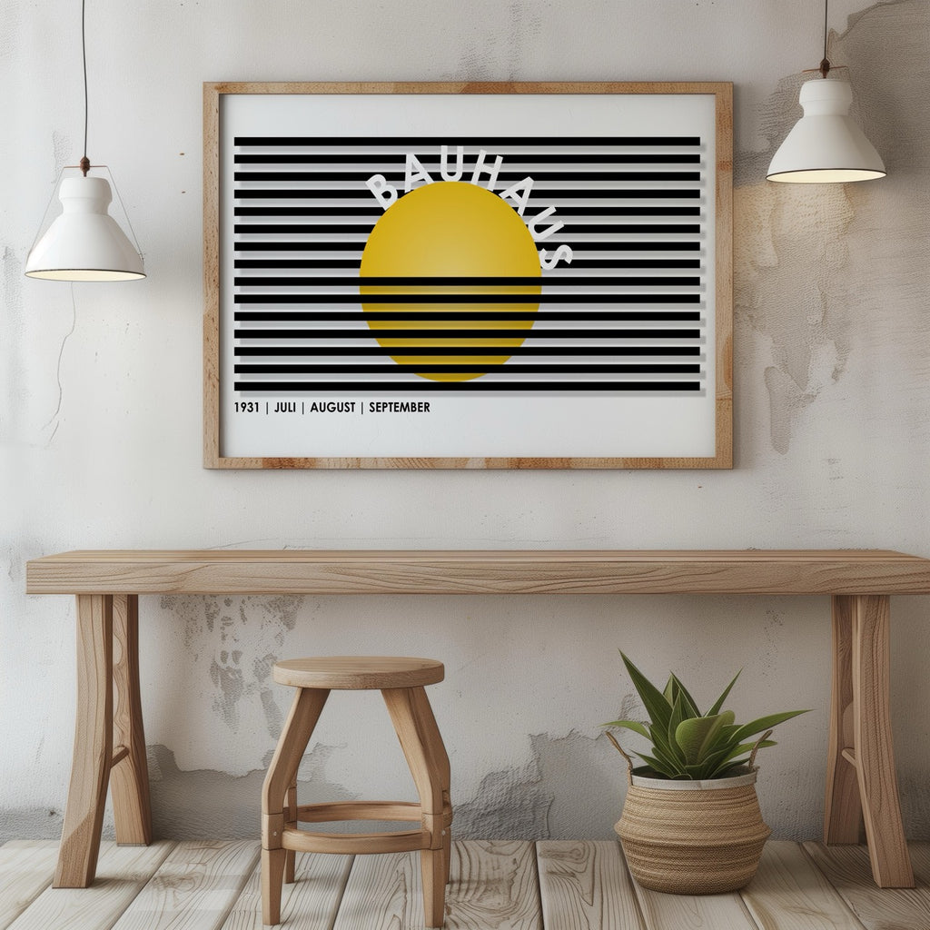 Geometric Bauhaus 1931 Yellow & Black Lines - Rolled Poster Wall Art Print | House Prints