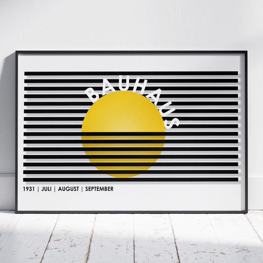 Geometric Bauhaus 1931 Yellow & Black Lines - Rolled Poster Wall Art Print - House Prints