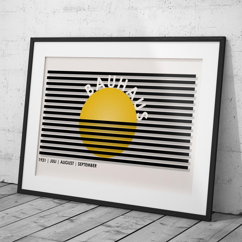 Geometric Bauhaus 1931 Yellow & Black Lines - Rolled Poster Wall Art Print | House Prints