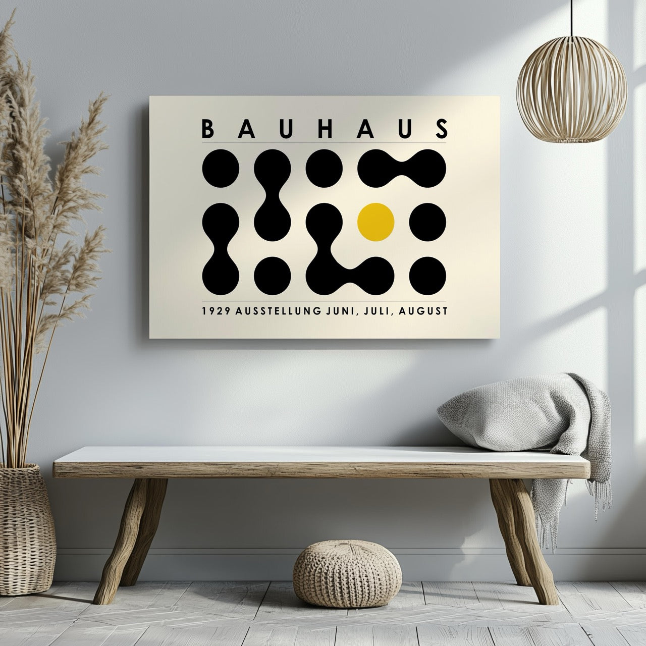 Bauhaus Ausstellung 1929 Abstract Dot Pattern - Framed Canvas Wall Art Print - House Prints