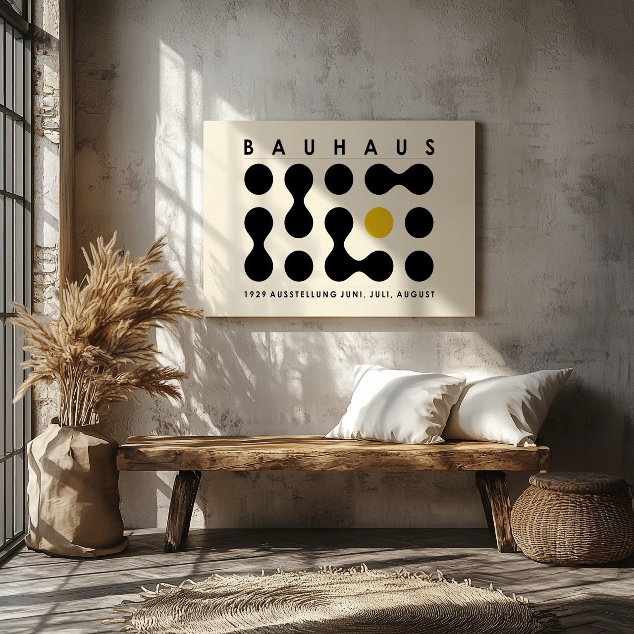 Bauhaus Ausstellung 1929 Abstract Dot Pattern - Framed Canvas Wall Art Print - House Prints