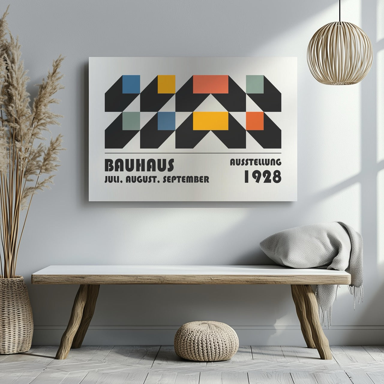 Bauhaus Ausstellung 1928 Abstract Geometry - Framed Canvas Wall Art Print | House Prints