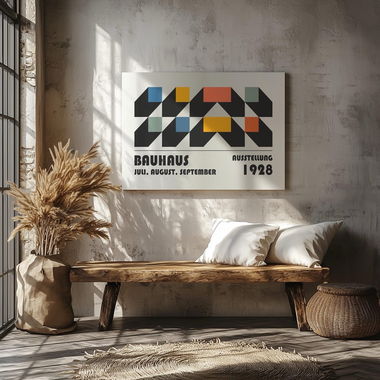 Bauhaus Ausstellung 1928 Abstract Geometry - Framed Canvas Wall Art Print | House Prints