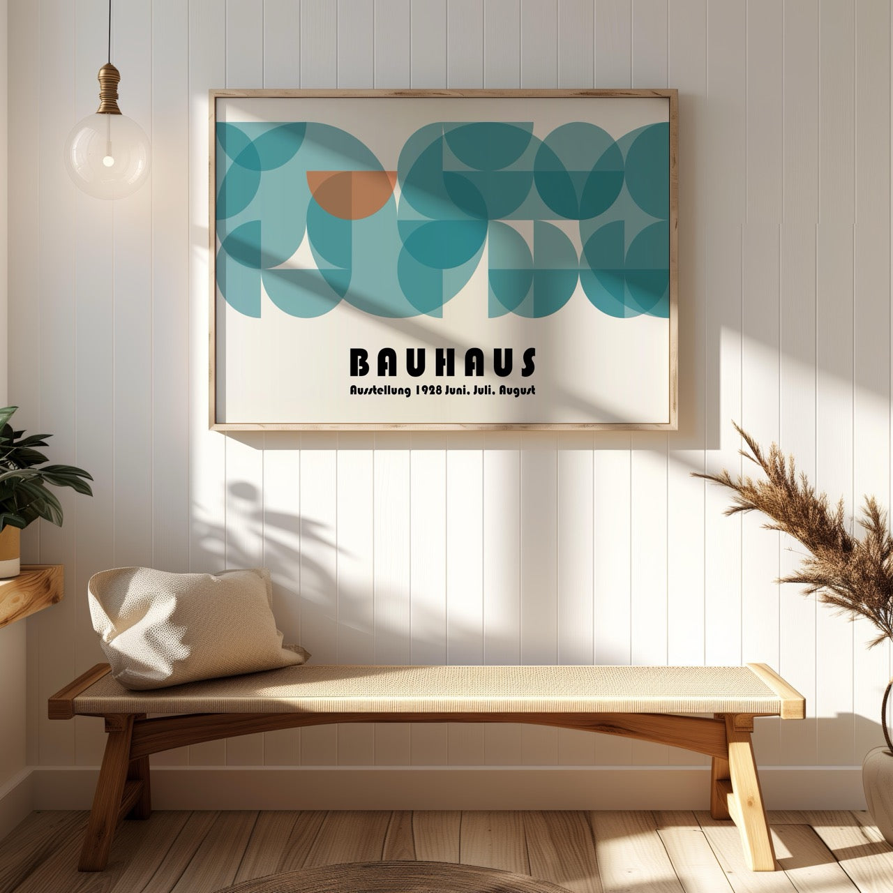 Abstract Bauhaus 1928 Teal Geometric Shapes - Rolled Poster Wall Art Print | House Prints