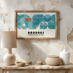 Abstract Bauhaus 1928 Teal Geometric Shapes - Rolled Poster Wall Art Print | House Prints